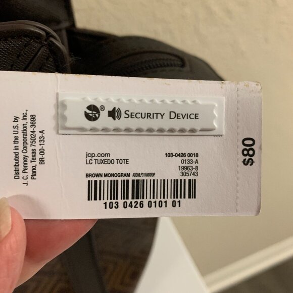 Liz Claiborne Brown Tote, Brown Monogram Bag, NWT, LC Tuxedo Tote Holiday Gift - Picture 3 of 15